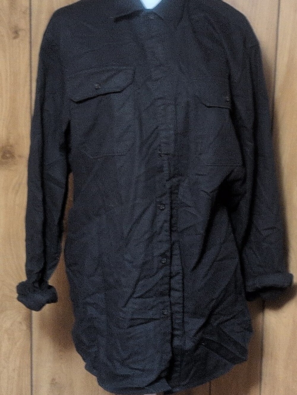 Apt. 9 Premier Flex Slim Fit Shirt Mens L Black Long Sleeve Stretch Button-Up